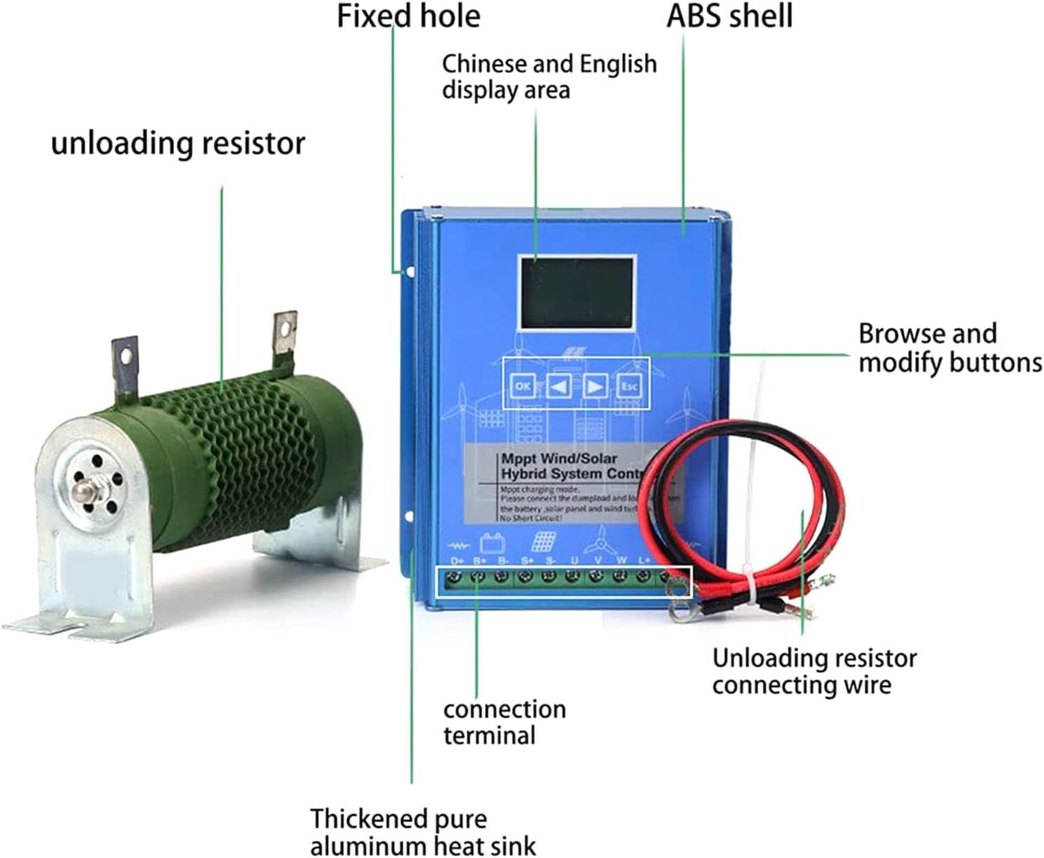 Wind Solar Hybrid Charge Controller 5000W-12000W 12V/24V/48V Auto Switch Regulator MPPT Wind Solar Hybrid Boost Controller for Wind Turbine Generator Charger Battery,12000W-48V