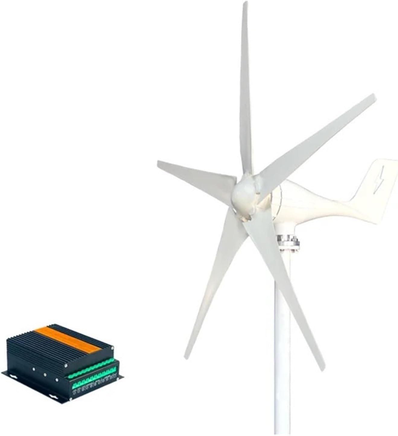 3000W Horizontal Wind Turbine Generator Kit with Controller 12V/24V/48V Low Noise Turbine Hybrid Solar Wind System White Low Starting Speed for Home(Model2,12V_3000W)