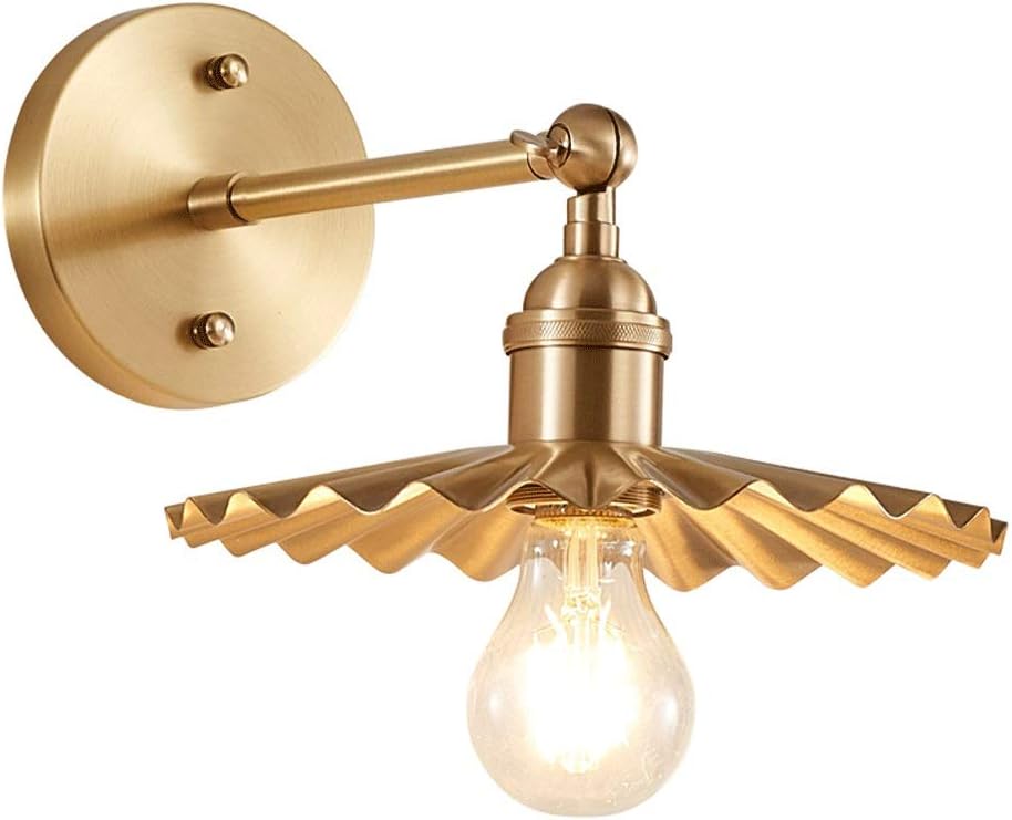 Brass Wall Lamp Modern Wall Sconce Indoor Wall Lighting Fixture, Copper Wall Mounted Lamps Bedroom Bedside Wall Lights for Living Room Restaurant Corridor, E27 Socket (Color : Copper)