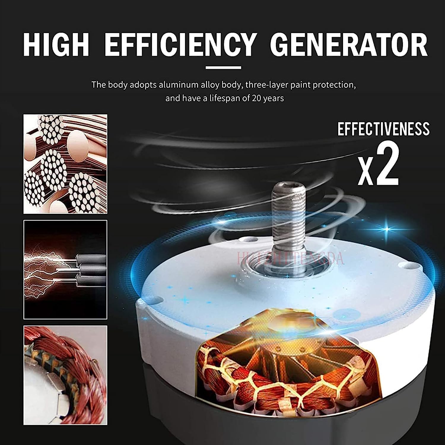 CAJUCA 8000W Low Noise Vertical Axis Wind Turbine Generator, Free Energy Magnetic Levitation Wind Generator 3 Blade Power Generation Windmill