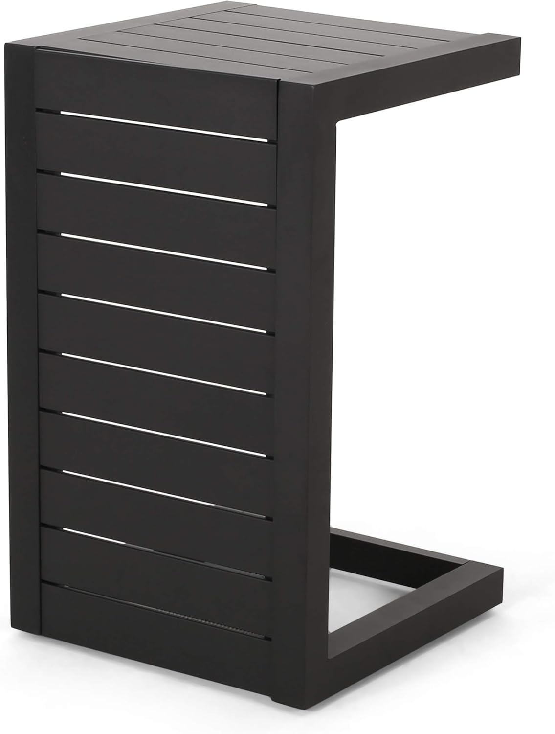 Christopher Knight Home Jesse Coral Outdoor Modern Aluminum C-Shaped End Table, Matte Black
