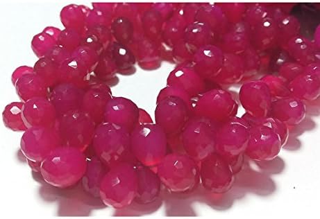 13 inch natural beads strand of 9x12mm faceted drop pink chalcedony gemstone briolletes beads for DIY jewelry - necklace, bracelet, earring, ring.