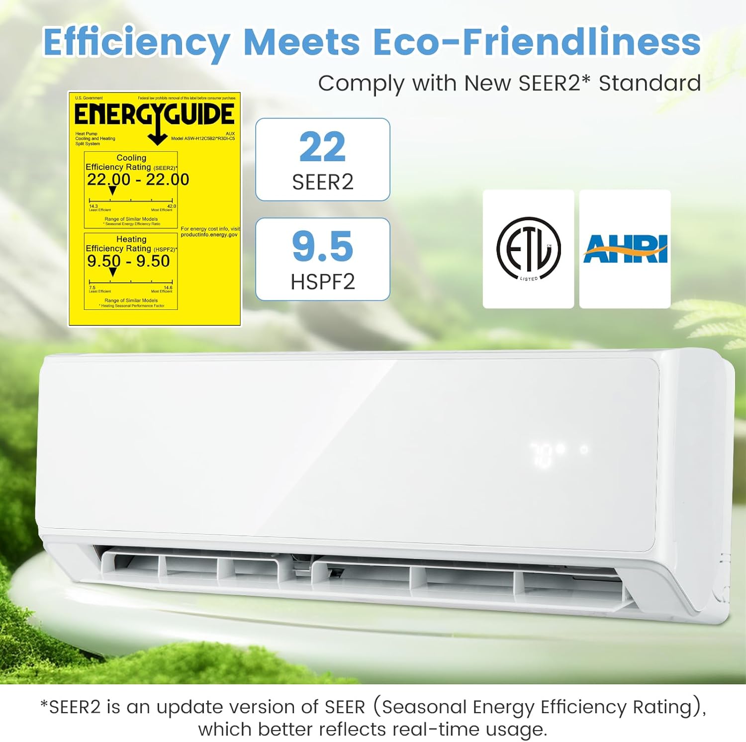 RELAX4LIFE Wifi Enabled Mini Split AC/Heating System, 12000BTU Ductless Air Conditioner & Heater w/Heat Pump, Remote, Cools up to 750 Sq.Ft, Installation Kit, 22 SEER2 208-230V Inverter Split AC Unit