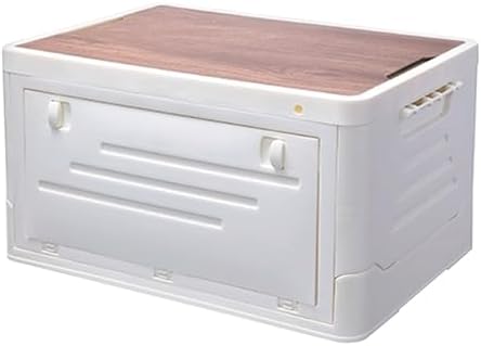 Outdoor Waterproof Storage Deck Box with Lid, Foldable Wooden Top, Large Capacity for Outdoor Picnics, Hiking, and Car Trunks - Apricot Color