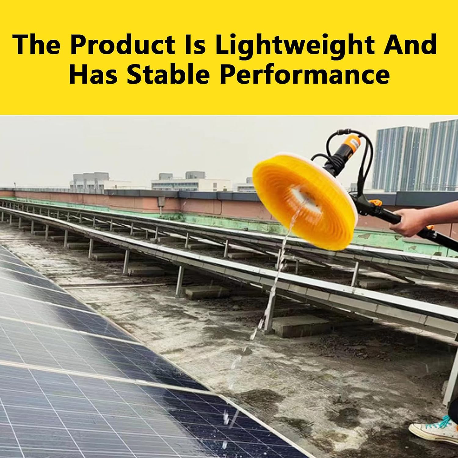 Photovoltaic Panel Cleaning Brush-Single Head Spin,3.5m/5.5m/7.5m Extendable Pole Brush,Solar Photovoltaic Panel Cleaning Brush-Mains Power,Adjustable Cleaning Angle/Speed/Water Pressure,7.5M