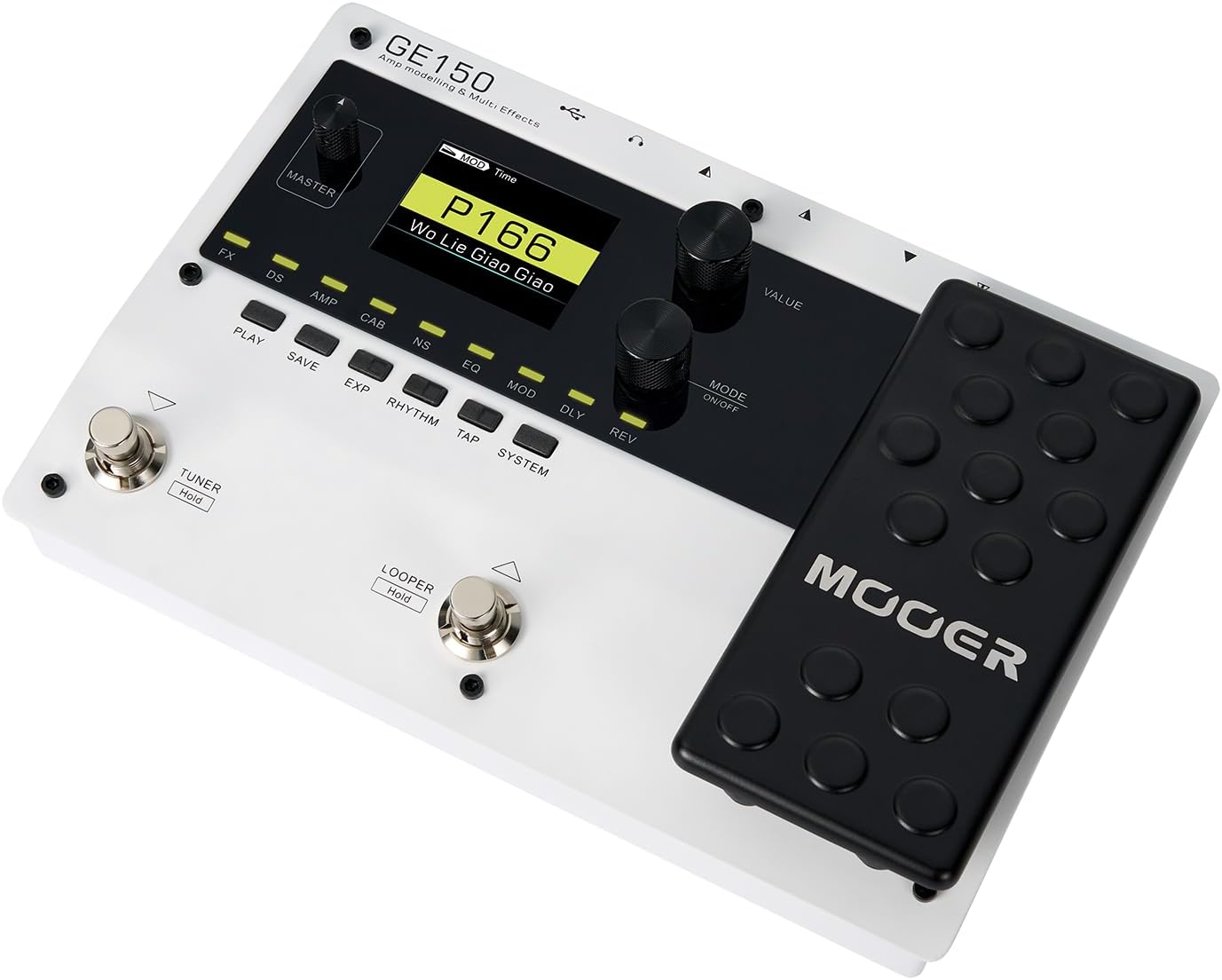 MOOER GE150 White Guitar Multi Effects with Metal Shell Desktop Jamming Tool Floor Guitar Processor for Practice, Live Show, Studio Recording