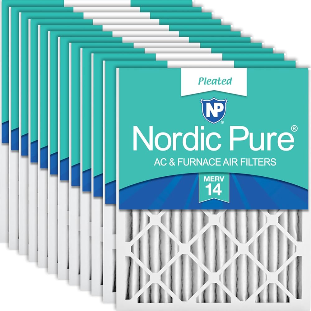 Nordic Pure 14x20x2 (Actual Size: 13 1/2 x 19 1/2 x 1 3/4) Pleated MERV 14 Air Filters 12 Pack