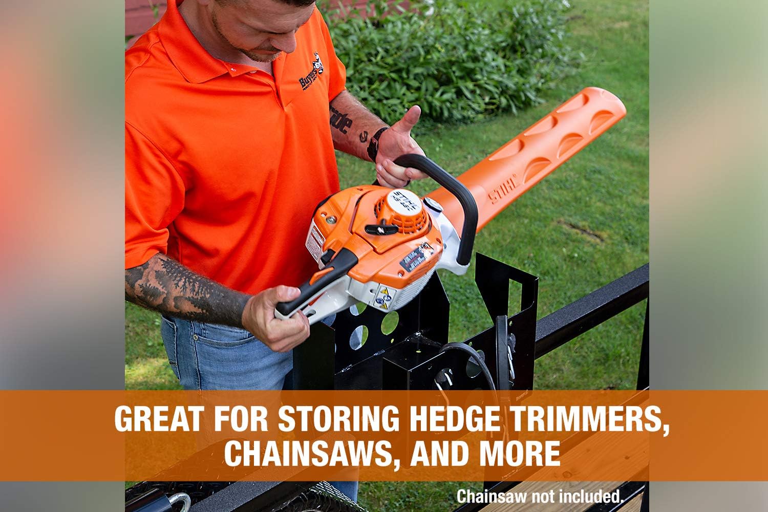 Buyers Products LT15 Rack Organizer for Lawn & Yard Hedge Trimmers, Chainsaws, Blowers and More, Made In the USA, Open & Enclosed Landscape Trailer Accessories, Lawn Care Equipment