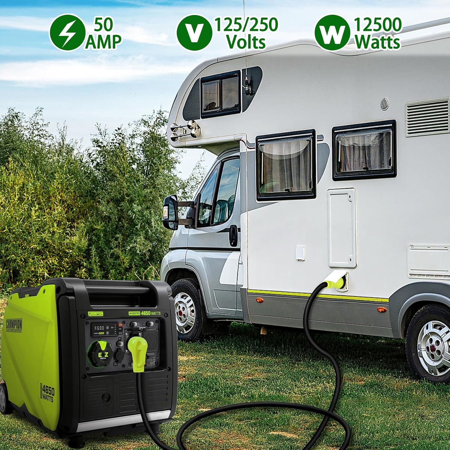 50 Amp Generator Cord, 25FT 50 Amp RV Extension Cord with Twist Lock, Generator Cord 50A 4 Prong, NEMA 14-50P/SS2-50R Heavy Duty 6/3+8/1 AWG STW Wire for RV Camper & Generator to House