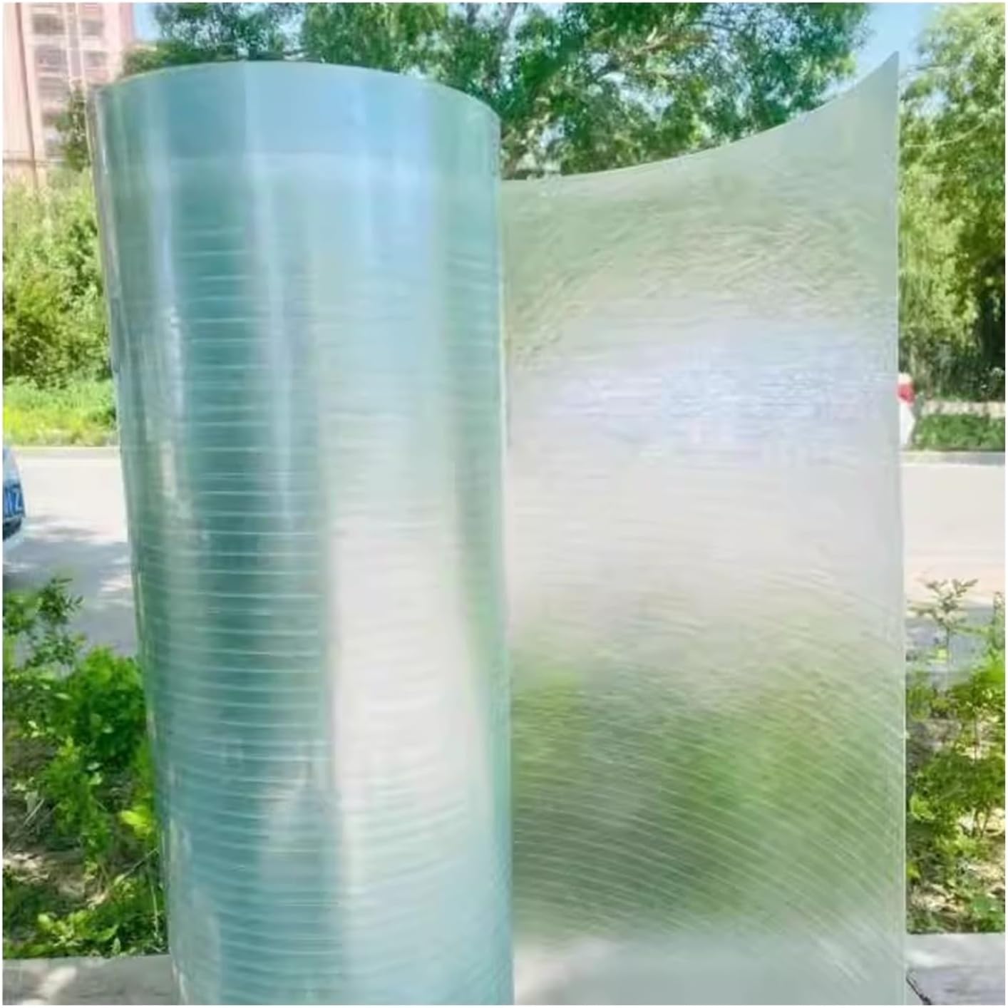 Polycarbonate Roofing Sheet, UV Protection Rainproof Insulation Protection Glassfiber Panel, Greenhouse Canopy Carport Garden Farm Lighting Panels, 1.5 MM Clear Film ( Color : Width: 19.69 in , Size :
