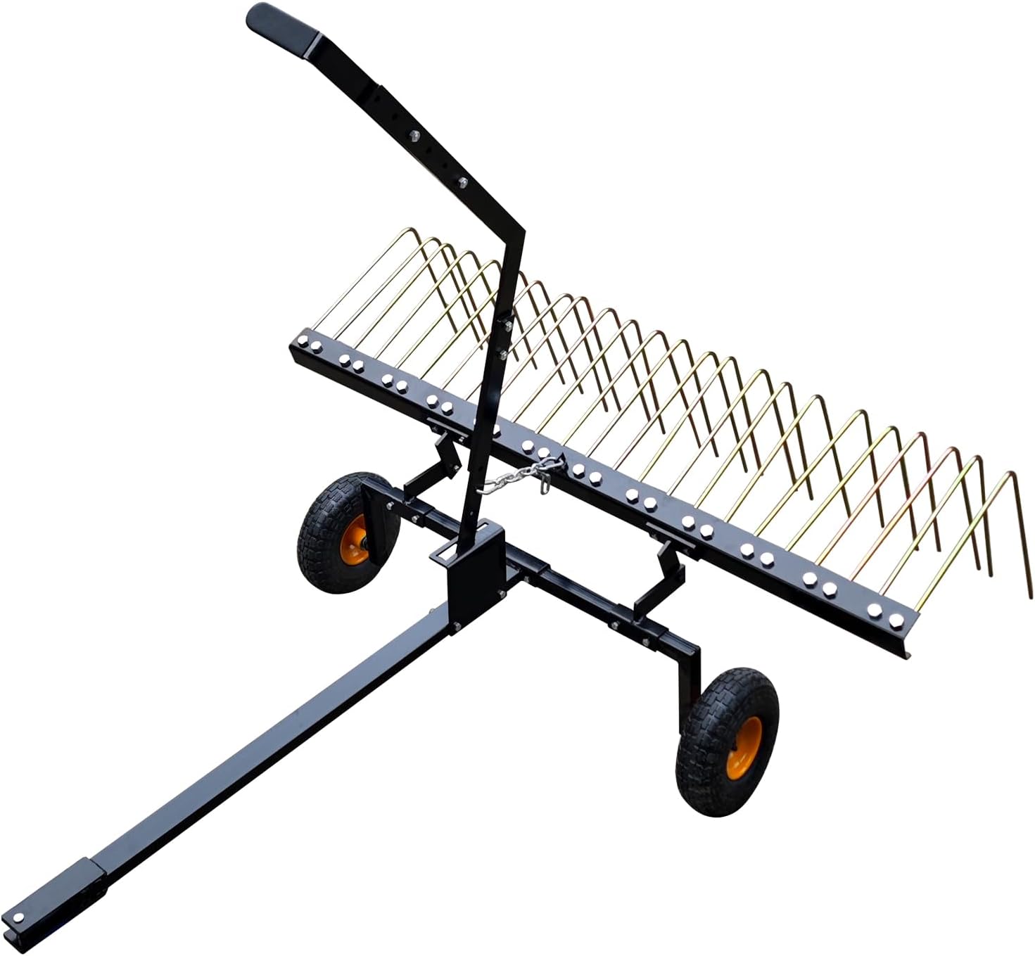 40Inch Tine Tow Dethatcher with 20 Tines, Tine Tow Dethatcher Pull Behind Mower, Lawn Tractor Rake, Riding Lawn Mower for Outdoor Yard Tools Lawn Care (60-inch Dethatcher)