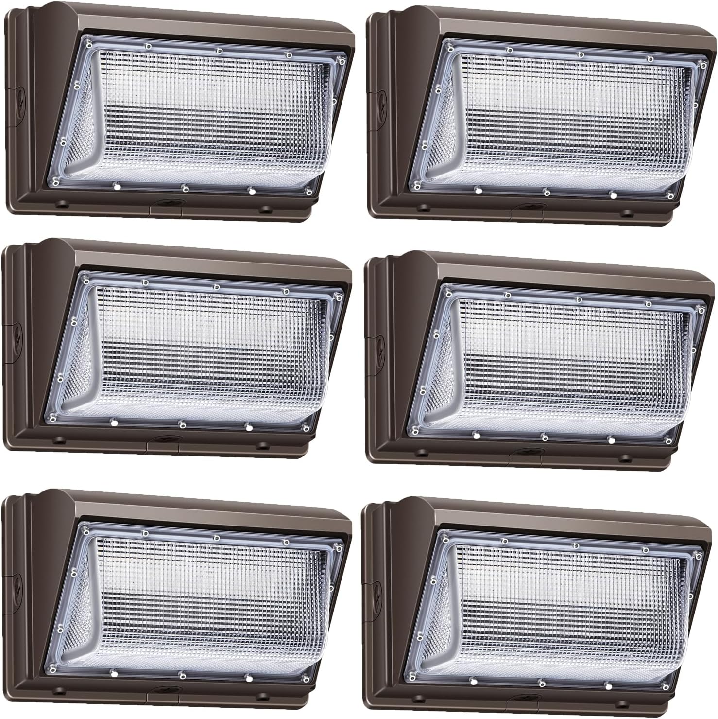 ledmo 120W LED Wall Pack Light Outdoor 6 Pack Exterior Commercial Lighting Fixture Waterproof Wall Mount for Parking Barn Warehouse Shop