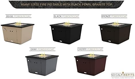COOKE Miami 32x32 Fire Pit Table - Black Pearl Granite (Bronze Powdercoat Base - Propane)