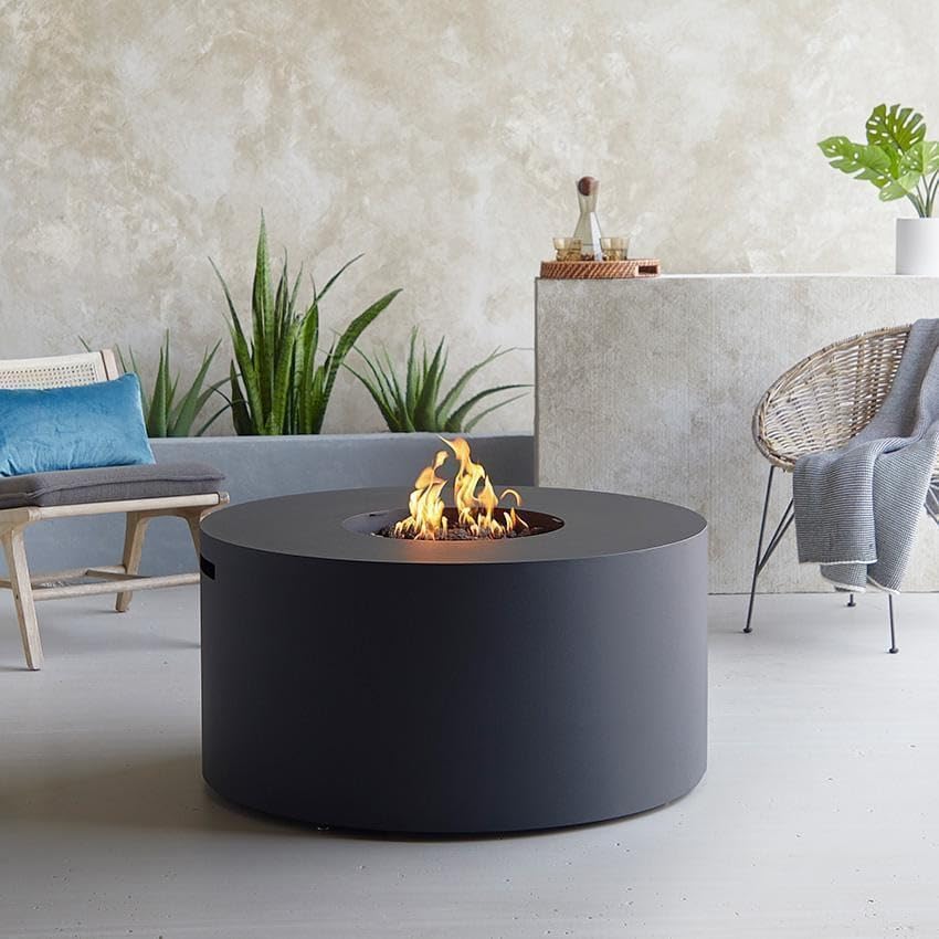Covewood 41 Inch Round Aluminum Natural Gas Fire Pit Table in Black by Lakeview Outdoor Designs
