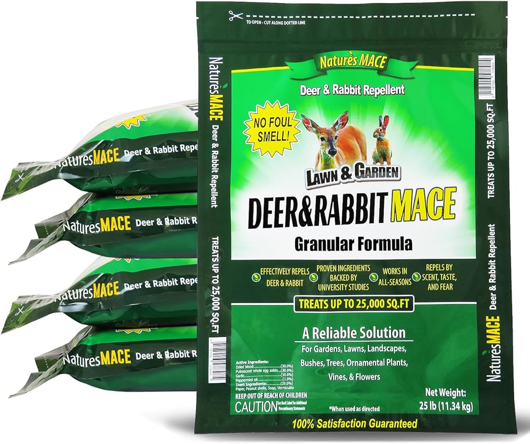 Nature's MACE Deer & Rabbit Repellent 125 lb/Covers 125,000 sq ft. / Repel Deer from Your Home & Garden/Safe to use Around Children, Plants & Produce/Protect Your Garden Instantly