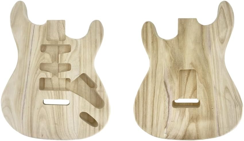 Unfinished Paulownia Electric Guitar Body, HSH Pickup Routing, Lightweight Bolt-On Body for DIY Guitar Projects Replacement (Style 2)