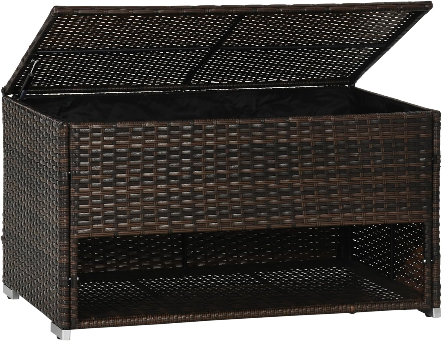 Outdoor Deck Box & Shoe Storage – PE Rattan Wicker Towel Rack with Liner for Indoor, Outdoor, Patio Furniture Cushions, Pool, Toys, Garden Tools