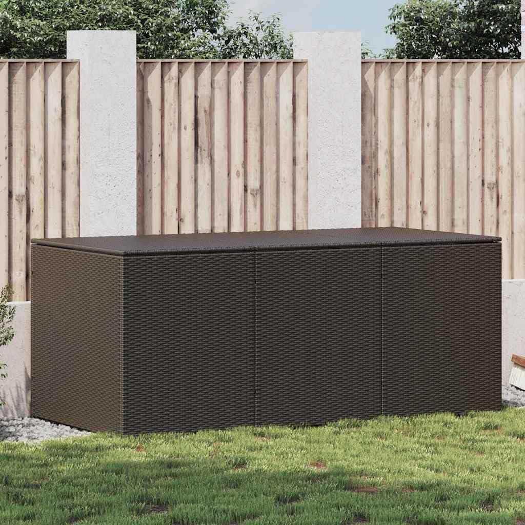 Large Brown Poly Rattan Outdoor Storage Box, Weather-Resistant Deck Pool Garden Storage Chest, 70.9 x 35.4 x 27.6 Inch Rectangular Bin for Cushions & Tools