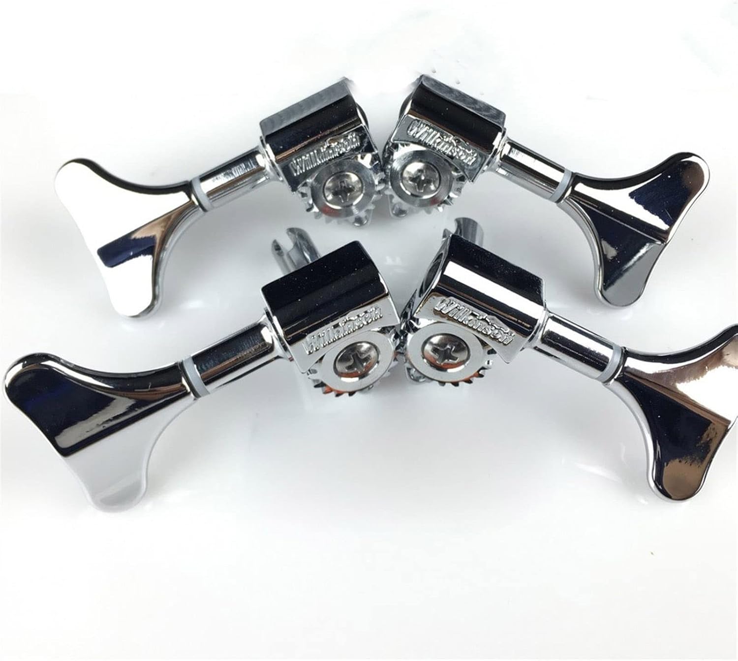 KESHUO Electric Bass Guitar Machine Heads Tuners Guitar Tuning Pegs Open Gear Chrome Silver Tuner Machine Heads Knobs