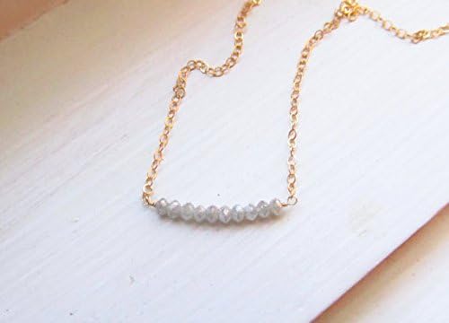 JEWELZ diamond necklace rough diamond april birthstone white polished rondelles gold silver plated2.5 mm