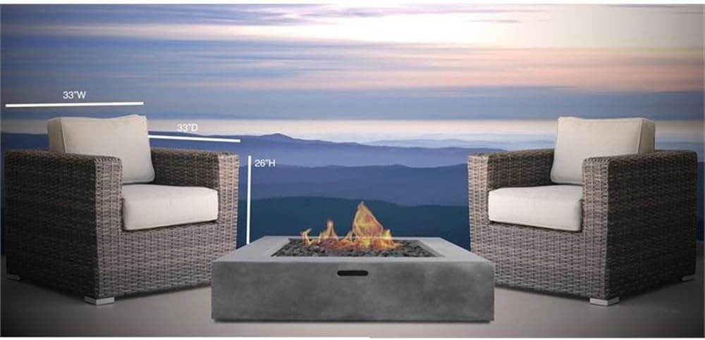 Living Source International 3-Piece Wicker Fire Pit Patio Set in Espresso/Gray