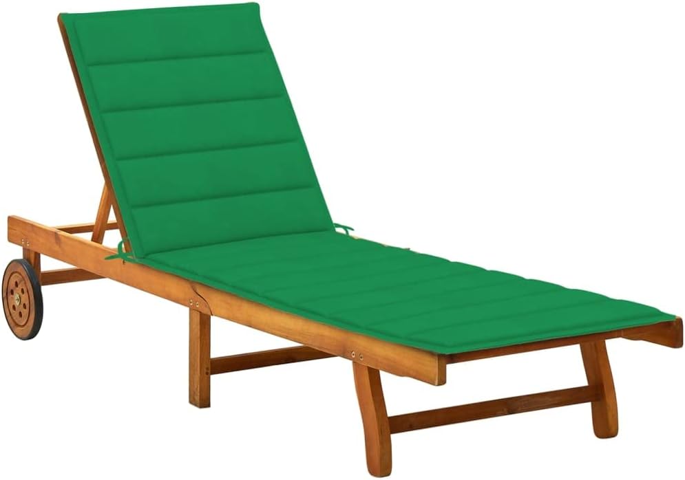 Patio Lounges Patio Sun Lounger with Cushion Solid Acacia Wood