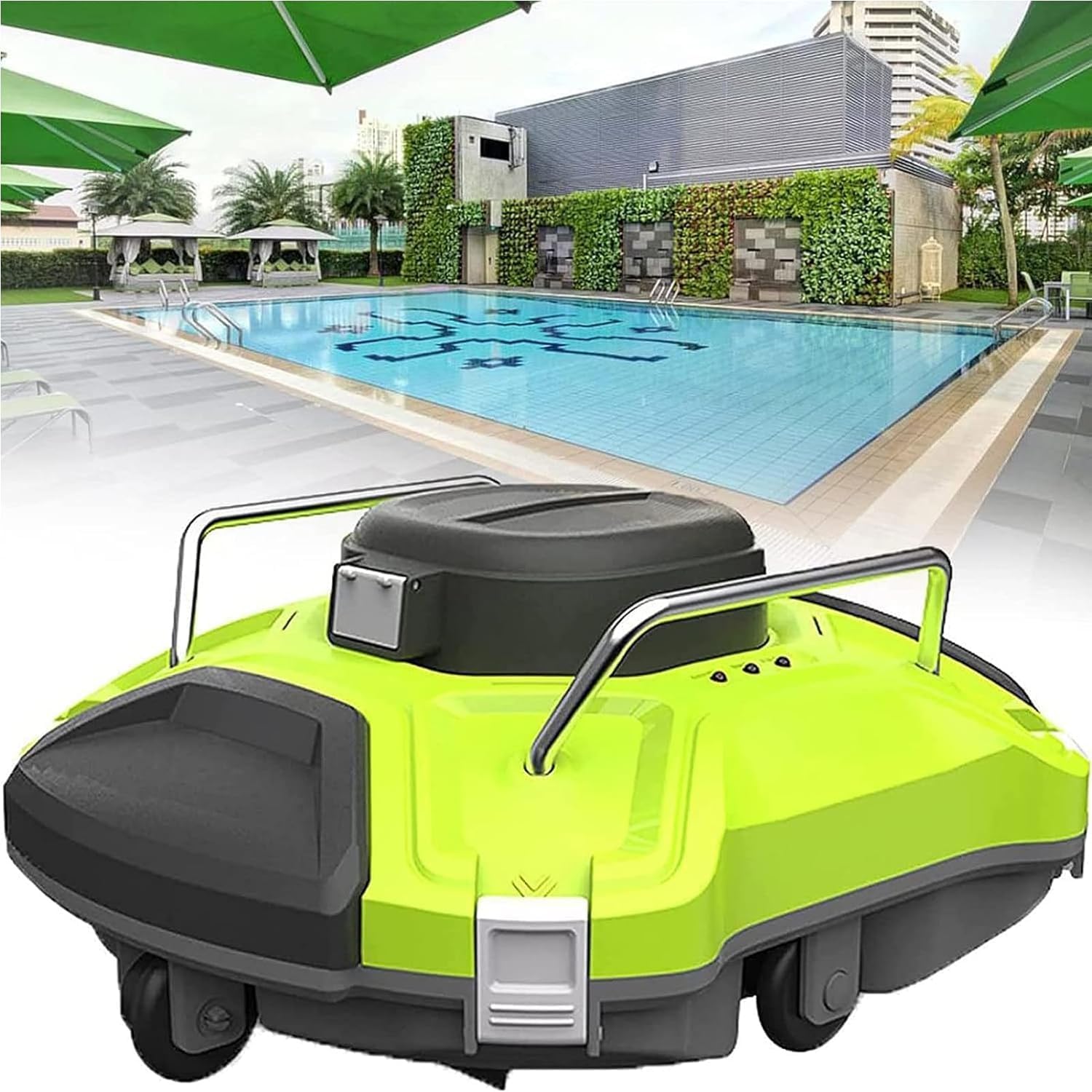 Cordless Robotic Pool Cleaner, Swimming Pool Robot Cleaner Vacuum Cleaning Equipment Automatic 2 Hours Working Time 5000mAh High Suction Owe Self-Parking