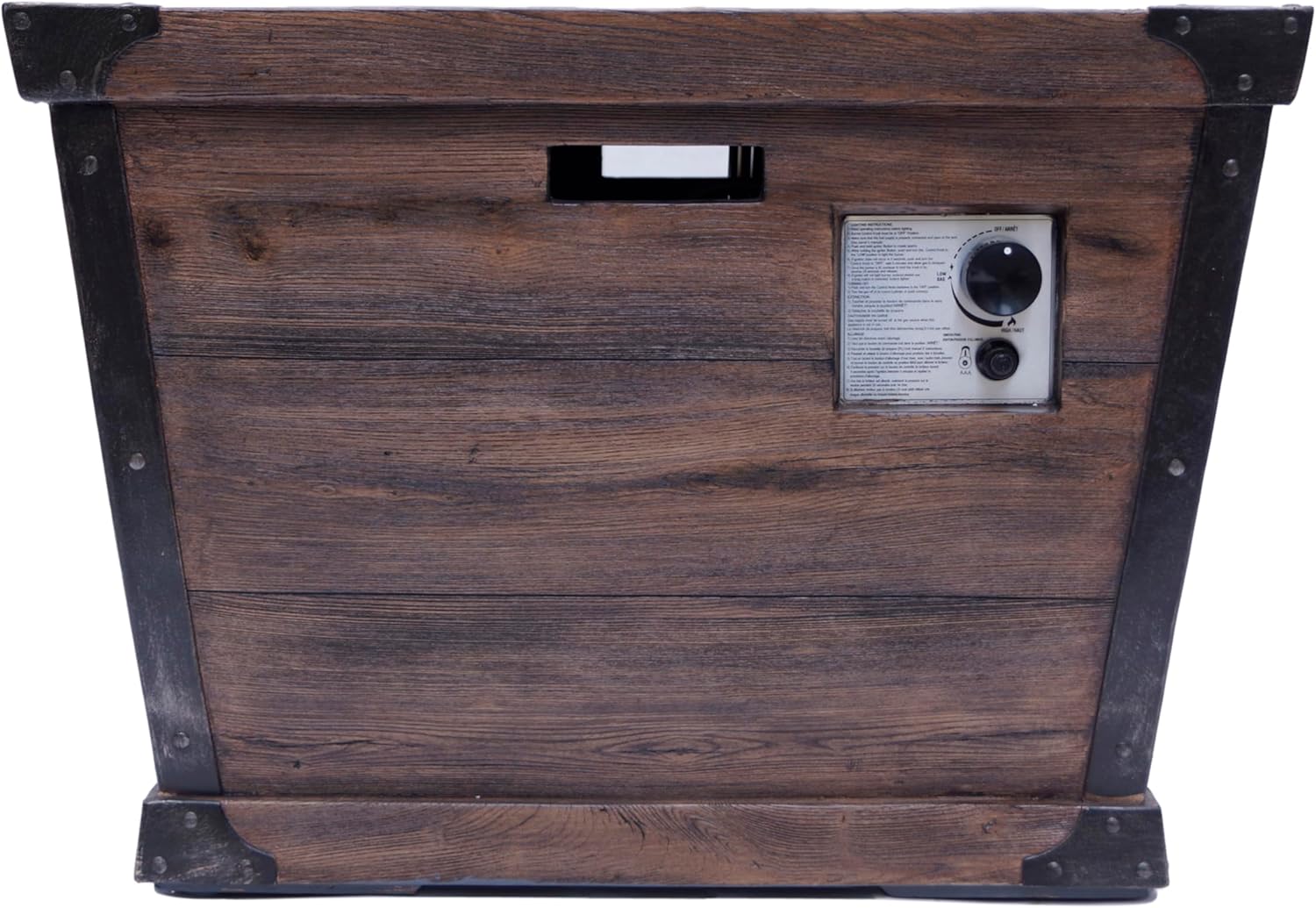 Outdoor Patio 24x32 Inches Square Gas Fire Pit-Concrete Wood Pattern, Brown, 40,000 Btu, Built-in Tank, Ideal for Backyard, Deck (1 Doors)