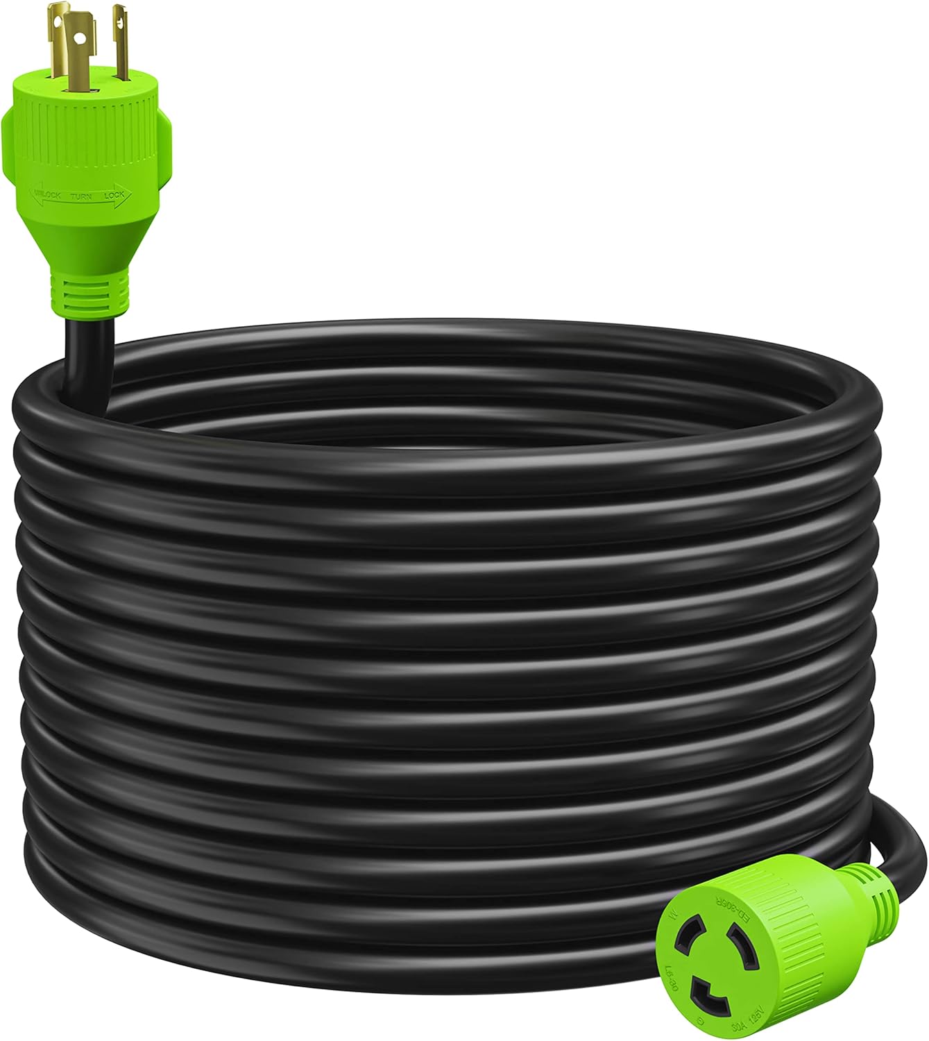 3-Prong 50 Foot 30 Amp Generator Cord, 10 Gauge Heavy Duty L5-30 Generator Power Cord Up to 3750W (50-Feet)