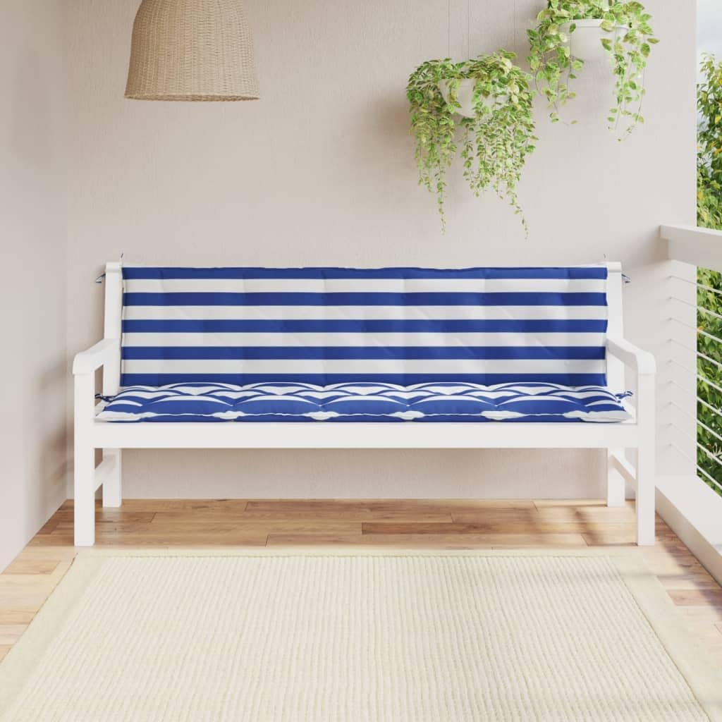 Garden Bench Cushions 2 pcs Blue&White Stripe Oxford Fabric,Premium Water-Resistant Outdoor Bench Cushion Ultrasoft and Durable for Patio and Garden Furniture Patio Furniture Accessories