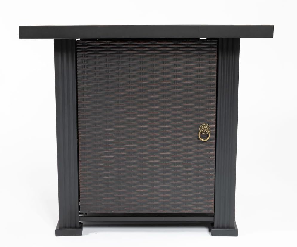 28 Inch Square Propane Fire Pit Table with Lid 50000 BTU Outdoor Steel Fire Pit for Patio Deck Garden Backyard