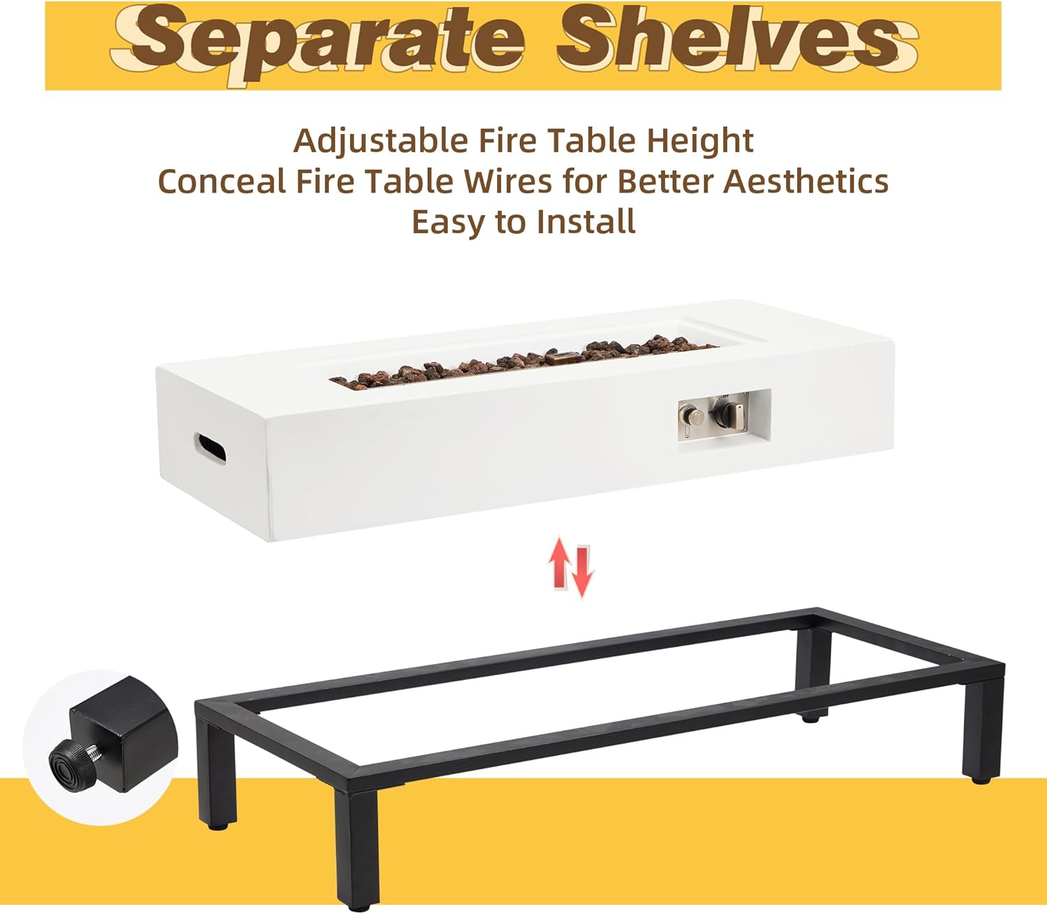 50,000 BTU Rectangle Propane Fire Pit Table w/Tank Table, Outdoor Gas Fireplace for Patio - Includes Rain Cover, Lava Rocks, Auto-Ignition Stand