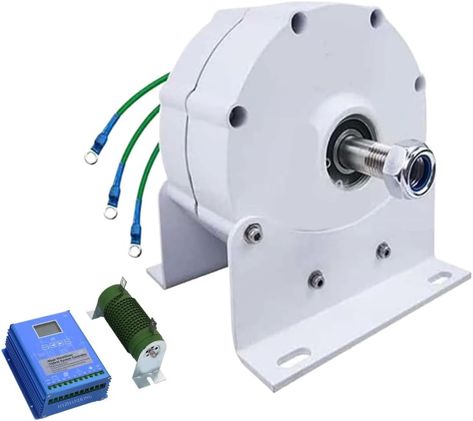 220V, 12V 24V 48V Gearless Permanent Magnet Generator, 12000W Low Speed AC Alternator Generators with Base Use for Wind Turbine Water Turbine (with Wind Charge Controller) ﻿