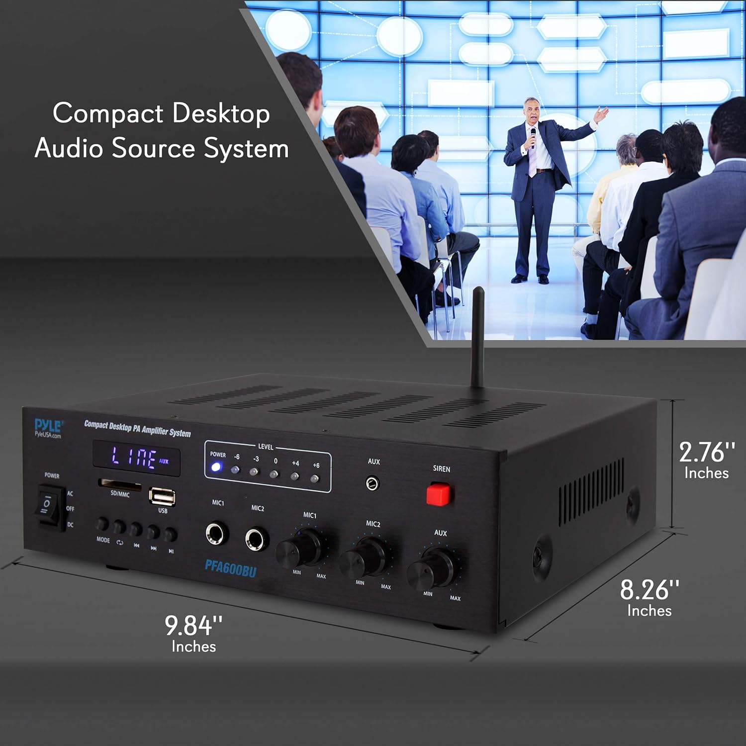 PYLE Wireless Bluetooth Karaoke Amplifier Home Car Bus Tours 300 Watts 2 Channel Digital Home Audio PA Receiver System and 3.5 Inch 200 Watt Waterproof Marine Grade Mount Speakers