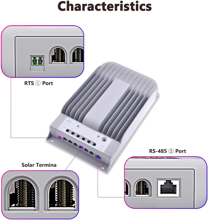 Fuhuihe MPPT Solar Charge Controller 150V PV Solar Panel Controller Negative Ground W/ MT50 Remote Meter + Temperature Sensor +PC Monitoring Cable[Tracer4215BN+MT50+RTS+150U]