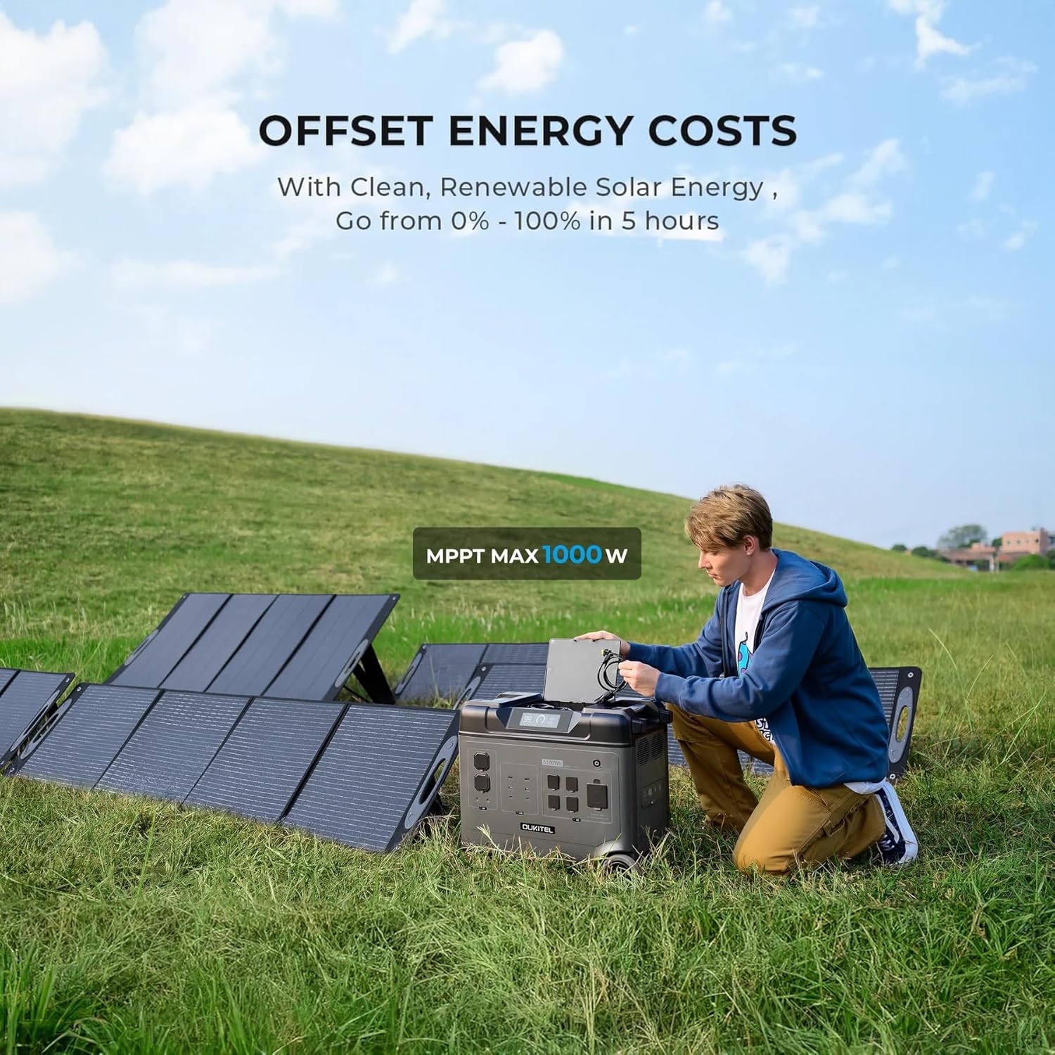 OUKITEL (2025 New) Power Station P5000 Pro With 2 * 400W Solar Panel, 5x3600W AC Output (6000W Surge),5120Wh Large Capacity Solar Generator,1000W MPPT Solar for Emergency, Home Backup, Camping