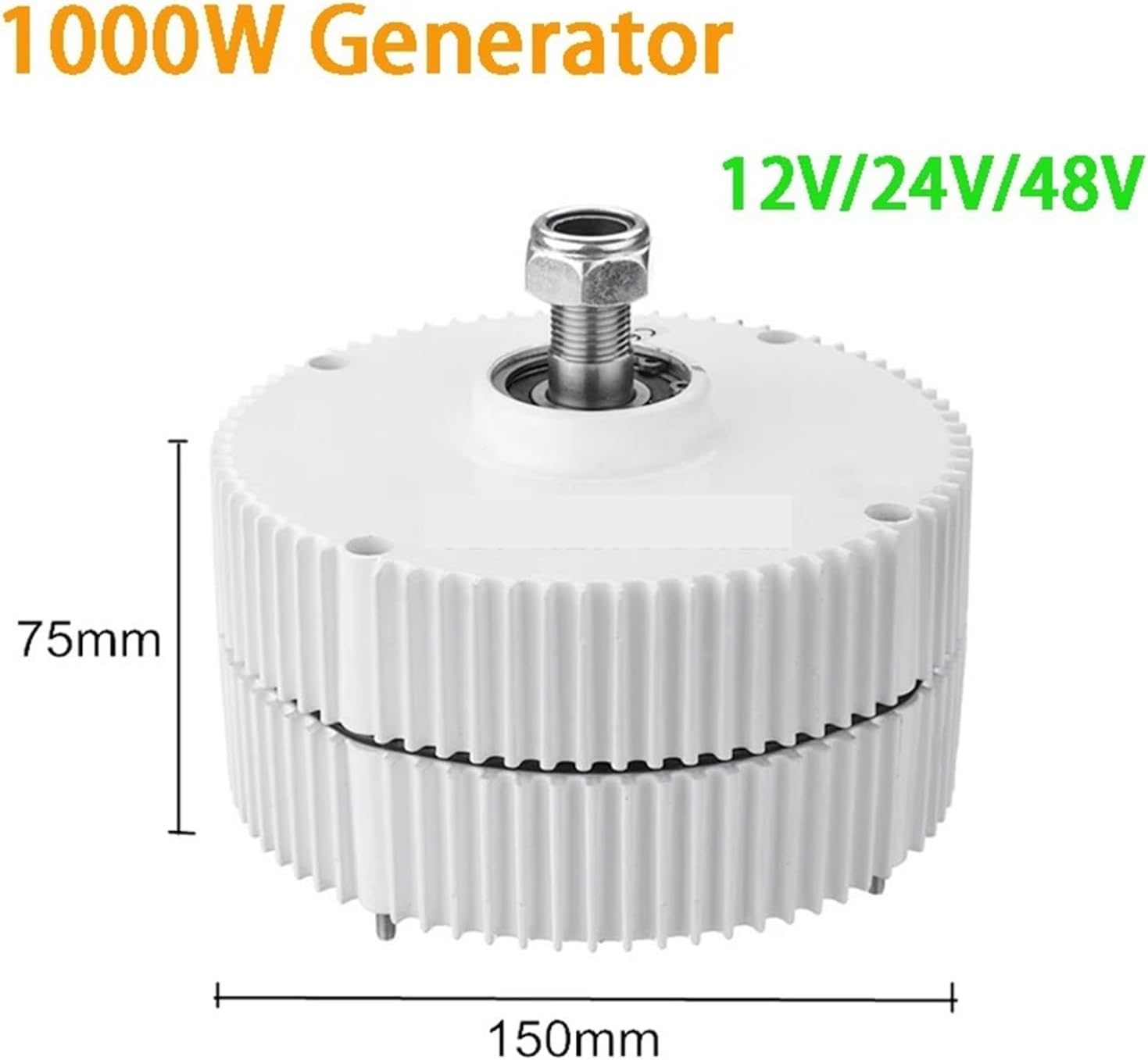 Wind Turbine Generator Kit, Small Alternator Low RPM Permanent Magnet Generator 1000W 12V 24V 48V DIY Wind Turbine Motor Three Phases for Hybrid Solar Wind System(WB,Single Shaft_12V_1000W)