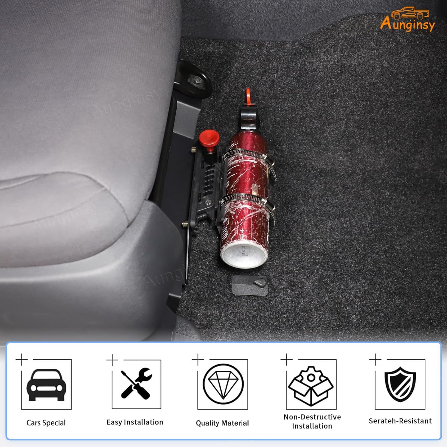 Car Co-Pilot Under Seat Quick Release Roll Bar Fire Extinguisher Mount Bracket Compatible with Nissan Frontier 2022-2025+, Adjustable 2 Clamps Fire Extinguisher Bottle Tie Holder Billet Accessories