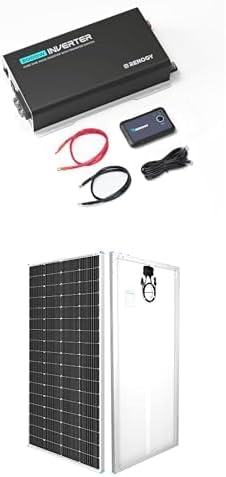 Renogy 2000W Pure Sine Wave Inverter 12V with 20A Auto Transfer Switch, Built-in Bluetooth + Renogy Mono Solar Panel 200W 12V for RV Marine Rooftop Farm Battery and Other Off-Grid, Single
