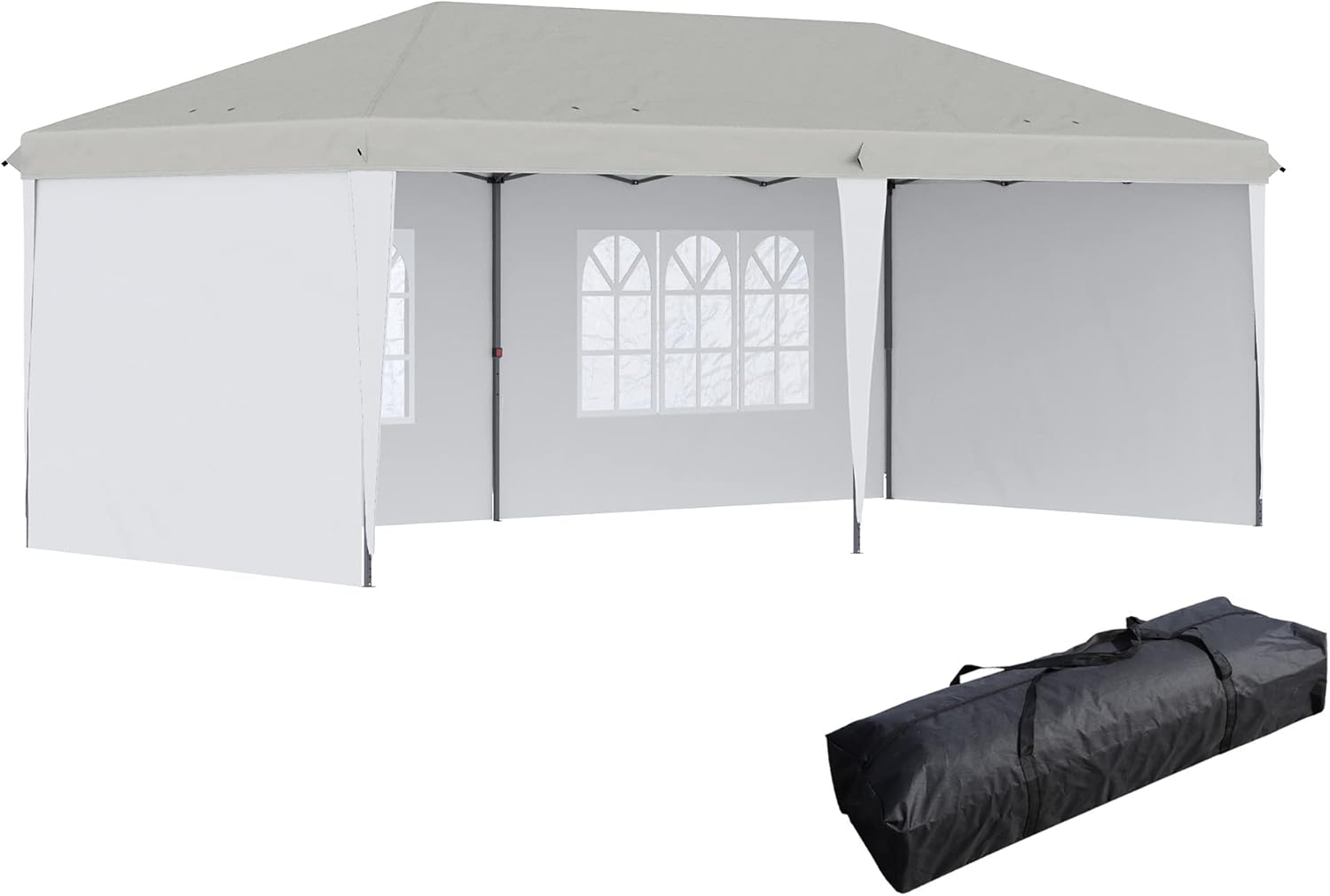 10' x 20' Pop Up Canopy Tent with 4 Sidewalls, Heavy Duty Tents for Parties, Outdoor Instant Gazebo with Carry Bag, for Outdoor, Garden, Patio, White