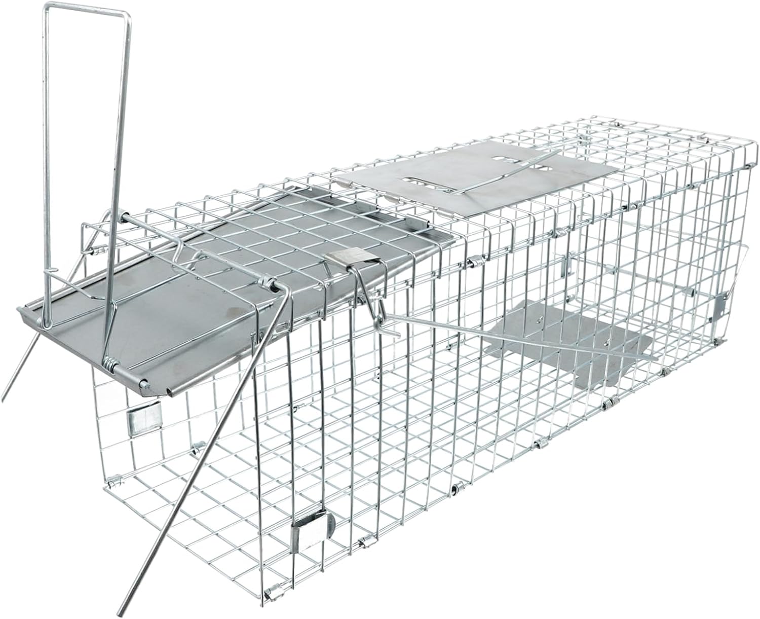 Sosoport 1pc Live Folding Humane Cage for Cats Animals Galvanized Design Portable Easy to Store for Stray Rescue and Outdoor Hunting Supplies