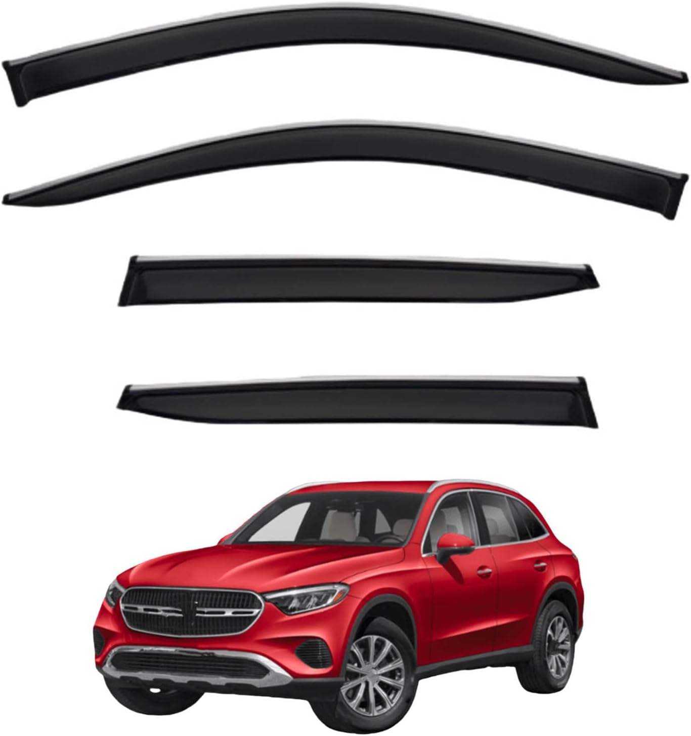 Window Deflectors for Benz GLC-Class Short Wheelbase MK2-X254 2023+, Sun Rain Guard Window Visors Vent Shades with Bright Stripes Car Accessories