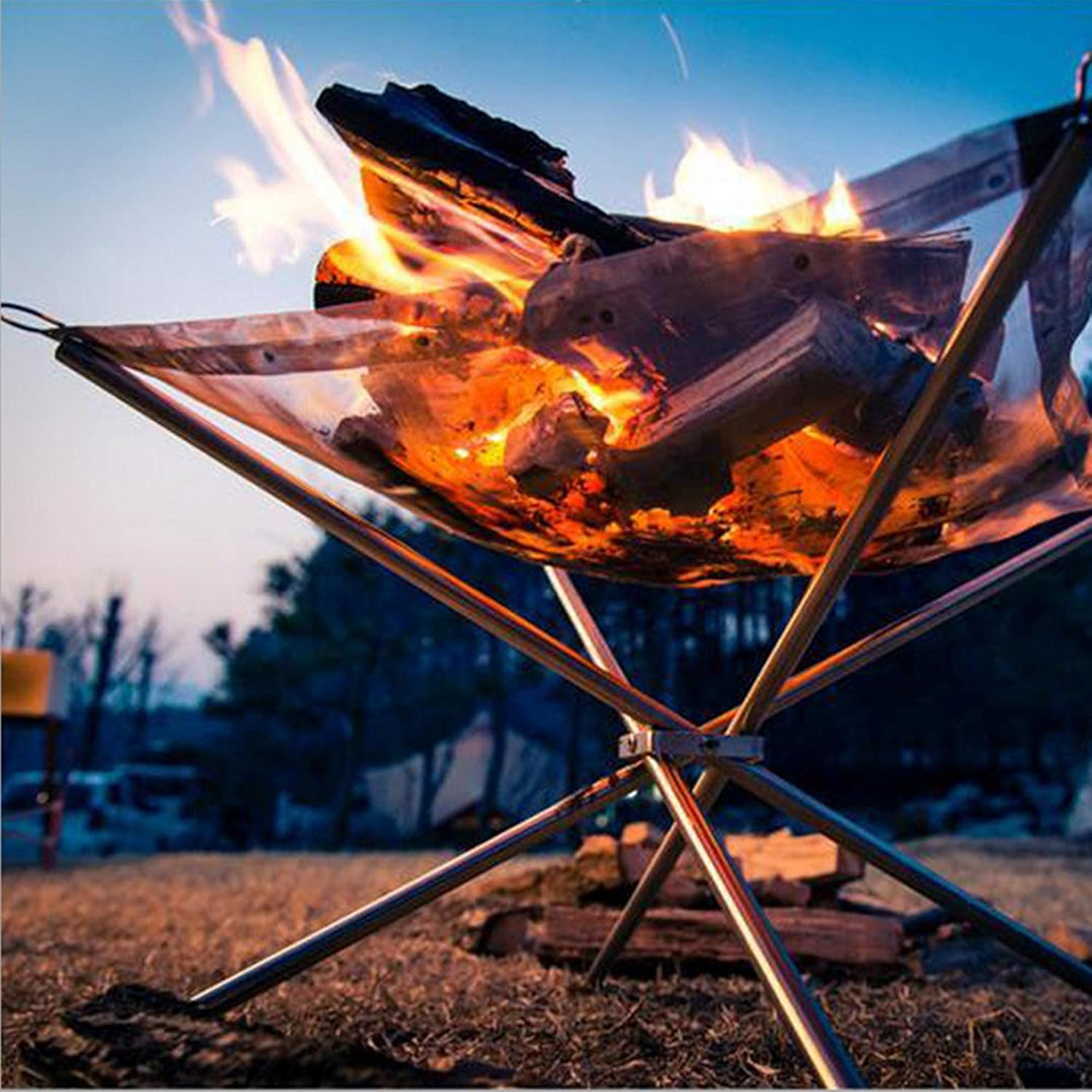 Portable Fire Pits for Bonfire Party,Outdoor Charcoal Firepit,Stainless Steel Mesh Fireplace,for Patio/Barbecue/Backyard/BBQ