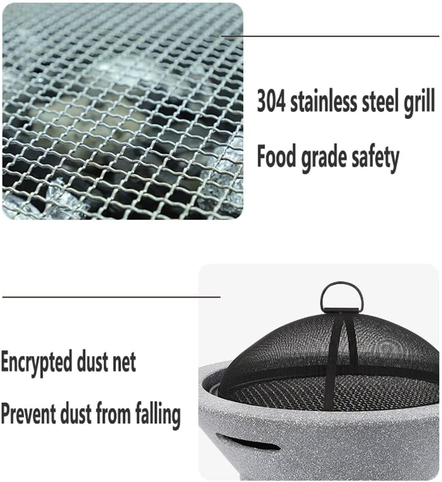 Outdoor Fire Pit Portable Garden Wood Burning Fire Pit,Outdoor Fire Bowl with Grill and Lid,Garden Barbecue Party Heater,39cm