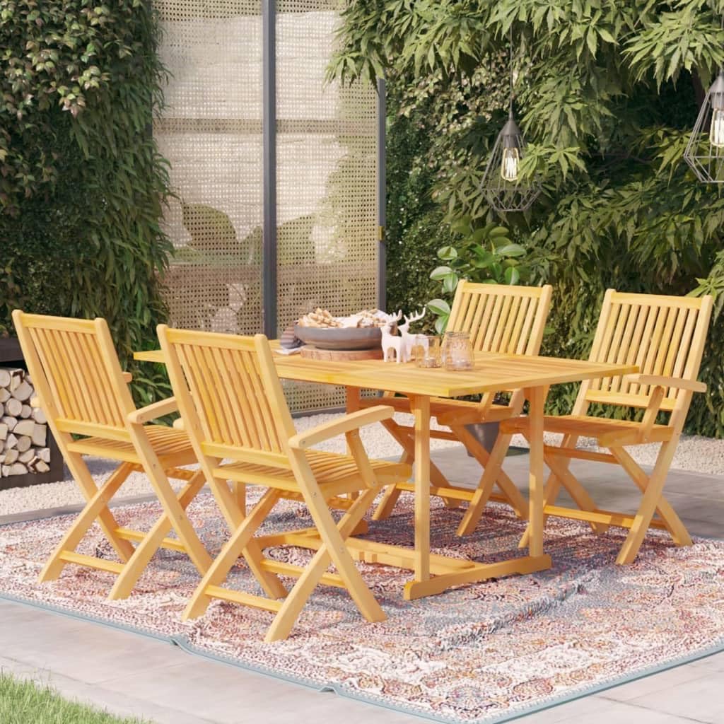 Furniture Sets 5 Piece Patio Dining Set Solid Teak Wood Outdoor Furniture