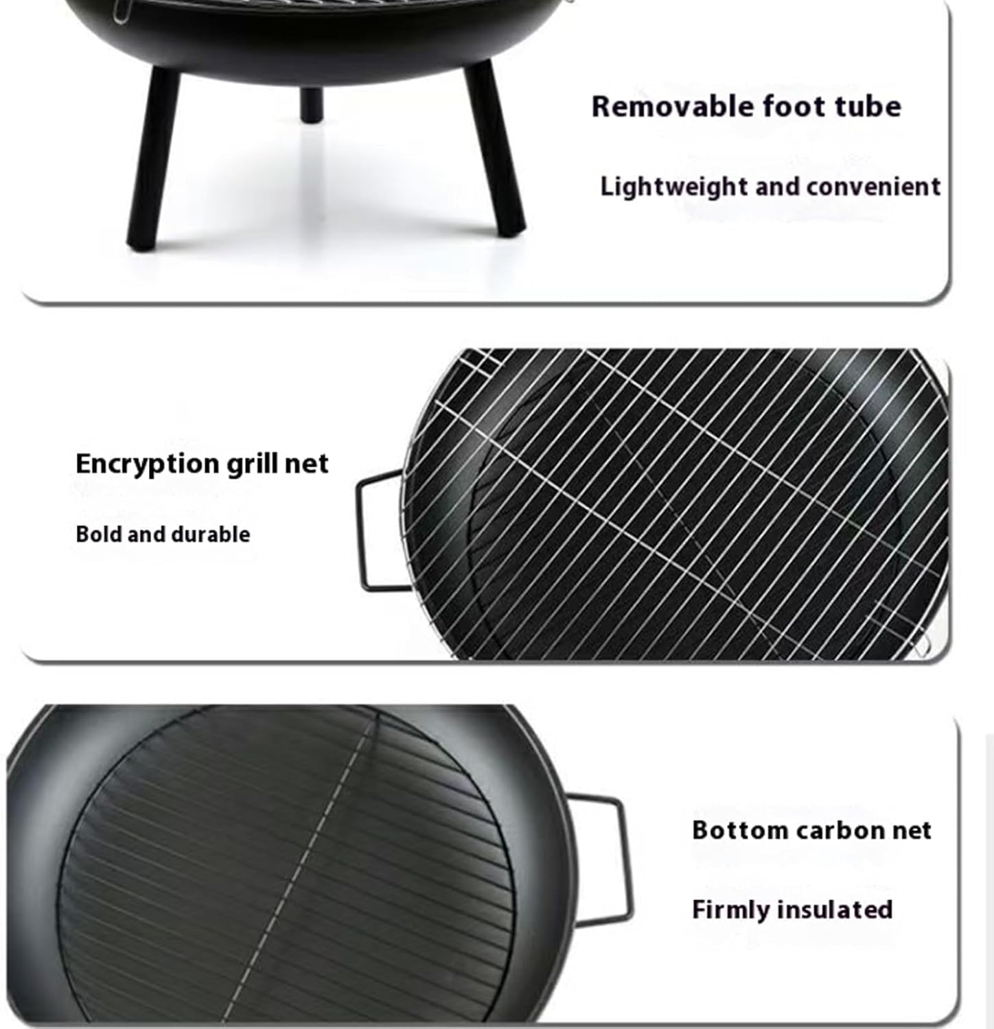 CHRISK 23 Inch Fire Pit with Cooking Grill,Outdoor Wood Burning BBQ Firepit with Lid, 3-in-1 Outdoor Fire Pit for Backyard Deck Bonfire