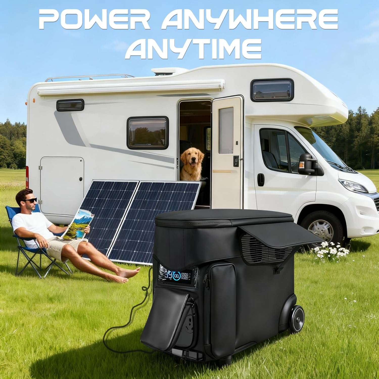 Protective Cover Compatible with DELTA Pro & Extra Battery, Waterproof Dustproof Storage Case with Top Compartment, Transparent Window & Adjustable Strap for Outdoor Indoor Use