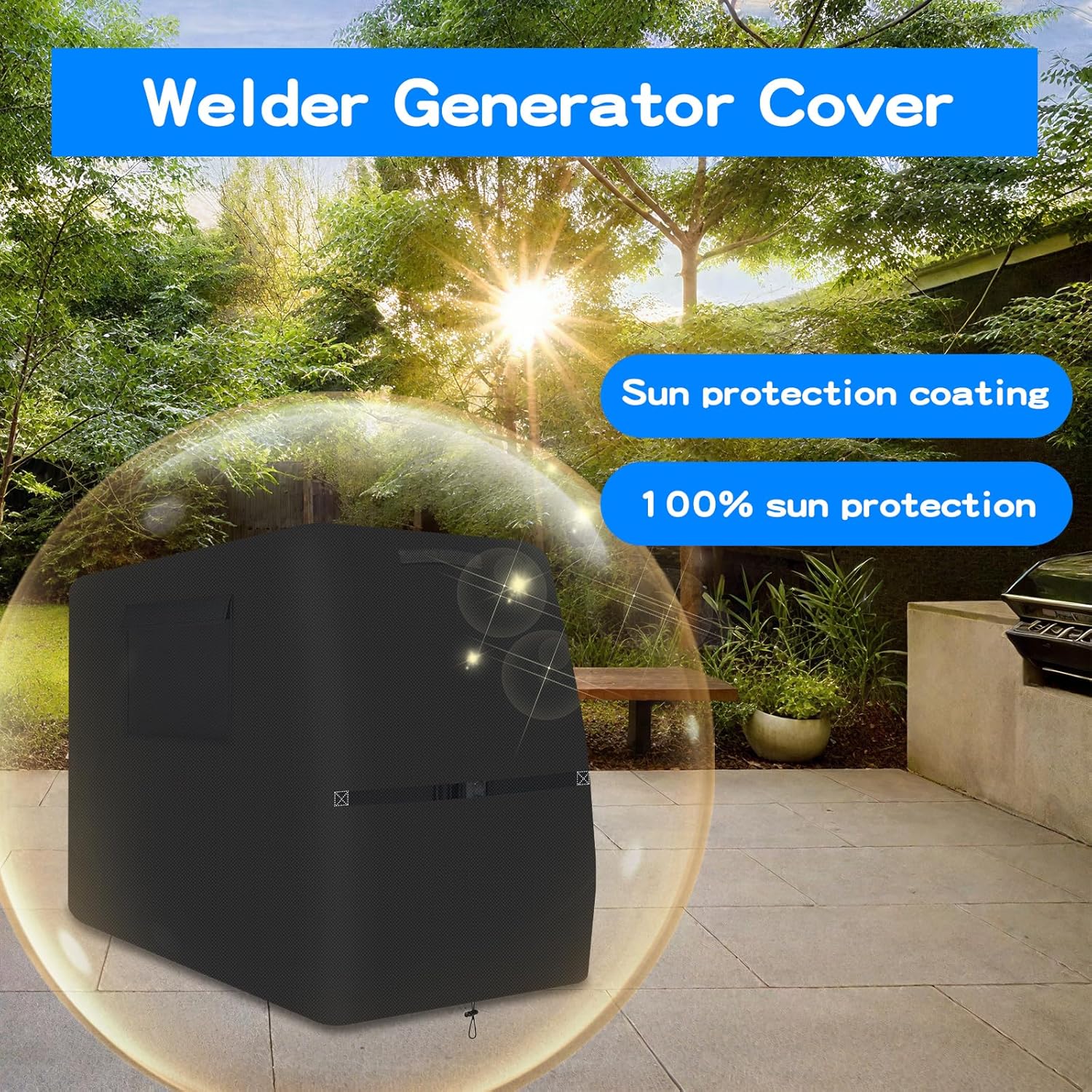 Waterproof Engine Welder Generator Cover-Heavy Duty 600D Oxford for Ranger GXT Series Welder,All Weather Protection, Black