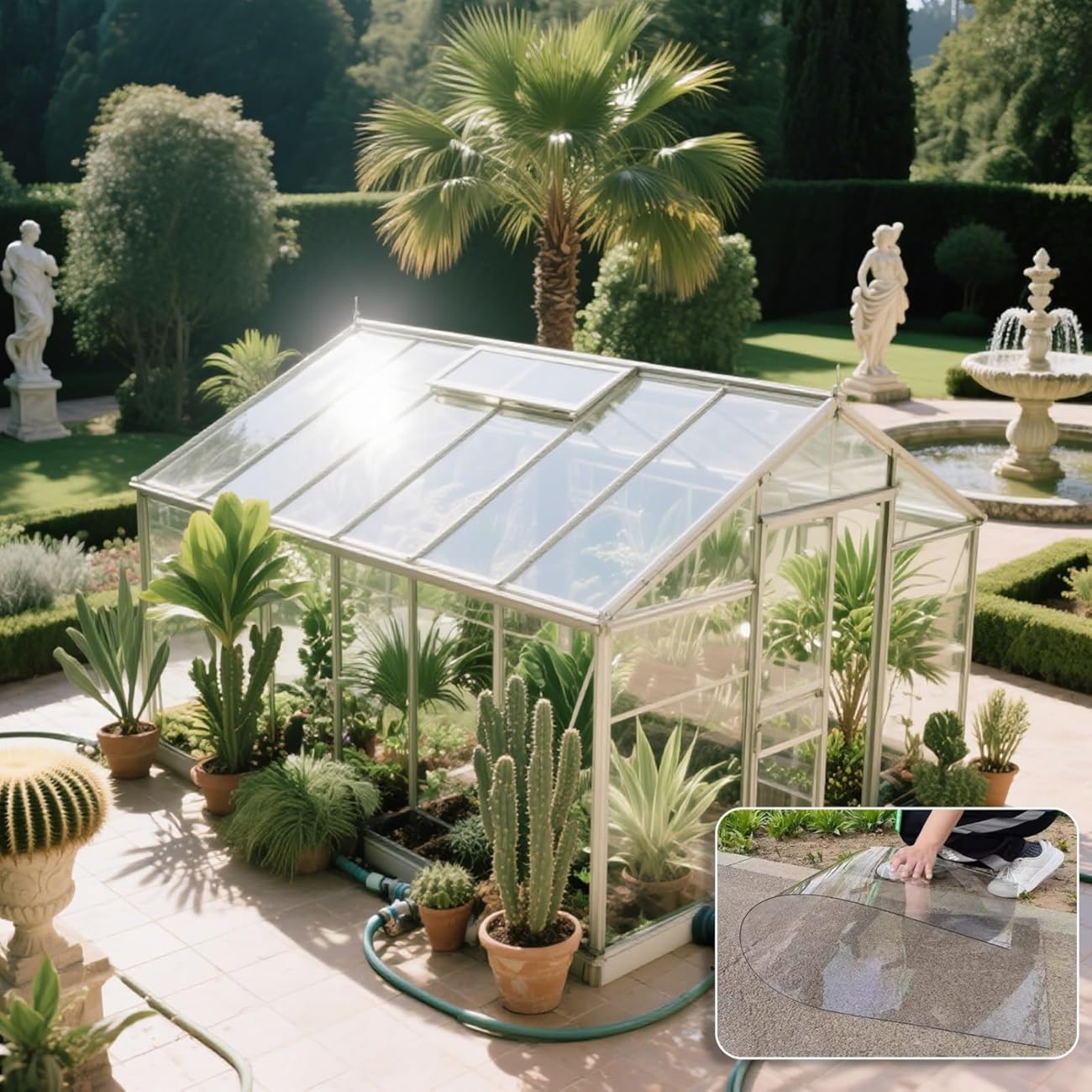 2MM Polycarbonate Sheet Polycarbonate Greenhouse Panels,Htgh-deftnton uransparent and htgh-toughuess,Suitable for Outdoor, Garden, Garage, Lighting Channel, Greenhouse.(Clear,2x65.6ft)