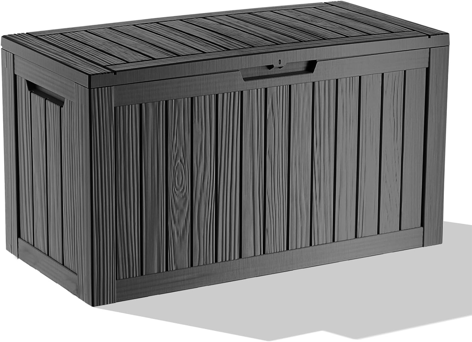 EasyUp 85Gal Outdoor Deck Box Waterproof, Lager Patio Storage Box Indoor and Outdoor Use, Lockable Resin Storage Bin for Patio Furniture Cushions Garden Tools, Package Delivery,UV Resistant-Black